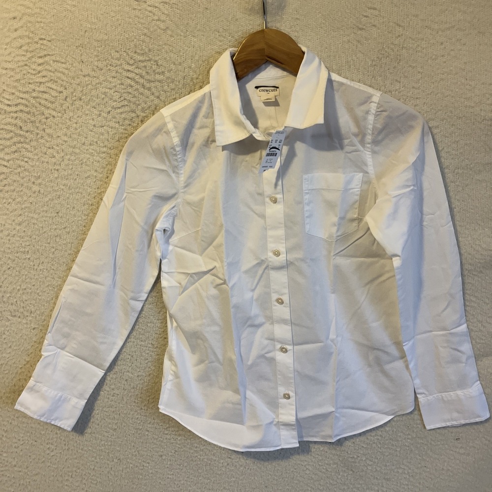 J Crew Girls' cotton-blend button-up‎ shirt Size 12 White